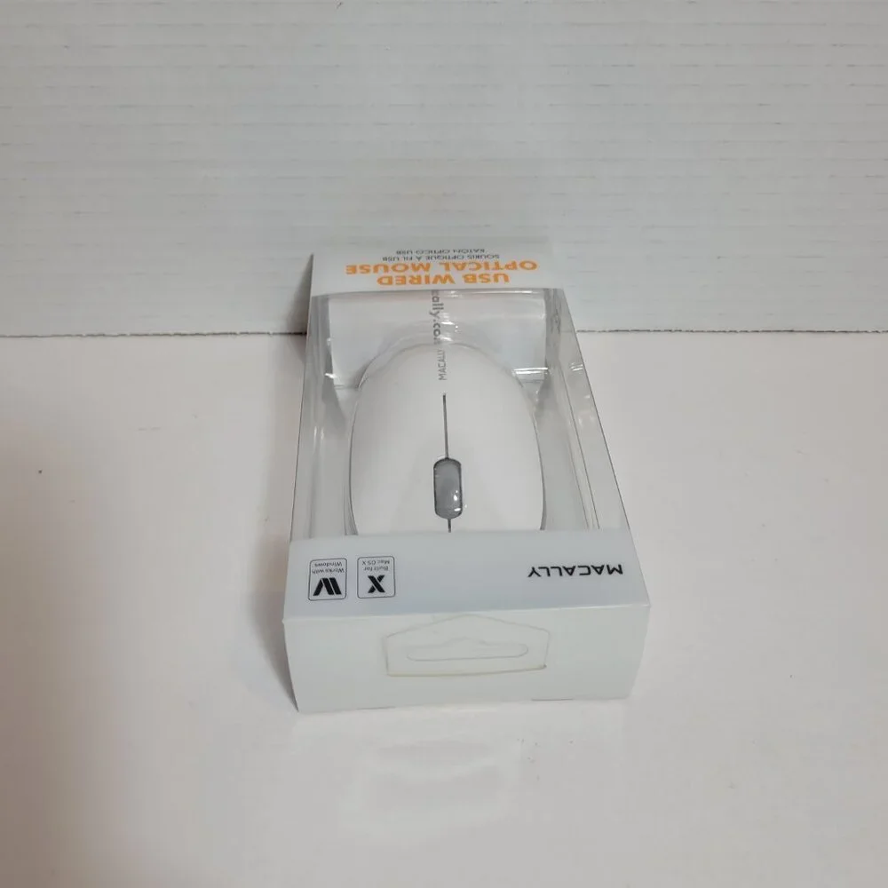 Macally 3 Button Optical USB Wired Mouse for Mac and PC New